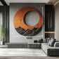 Mountain Vista – Round Solid Wood Wall Sculpture with Carved Mountain Relief