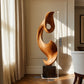 Tall Abstract Solid Wood Floor Sculpture with Plinth Base – Contemporary Statement Décor for Modern Interiors