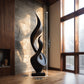 Tall Solid Wood Flame Sculpture – Modern Freestanding Decorative Art for Contemporary Interiors