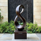 Tall Solid Wood Infinity Loop Sculpture with Plinth Base – Contemporary Statement Décor for Modern Interiors