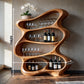 Handcrafted Solid Wood Wine Rack Cabinet with Sculptural Flowing Open Shelves