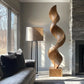 Tall Solid Wood Spiral Floor Sculpture with Plinth Base – Modern Statement Décor for Living Rooms and Contemporary Interiors