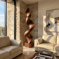 Tall Solid Wood Spiral Floor Sculpture with Plinth Base – Modern Statement Décor for Living Rooms and Contemporary Interiors