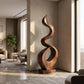 Outdoor Solid Wood Spiral Flame Sculpture – Modern Garden Art for Patios, Courtyards, and Landscapes