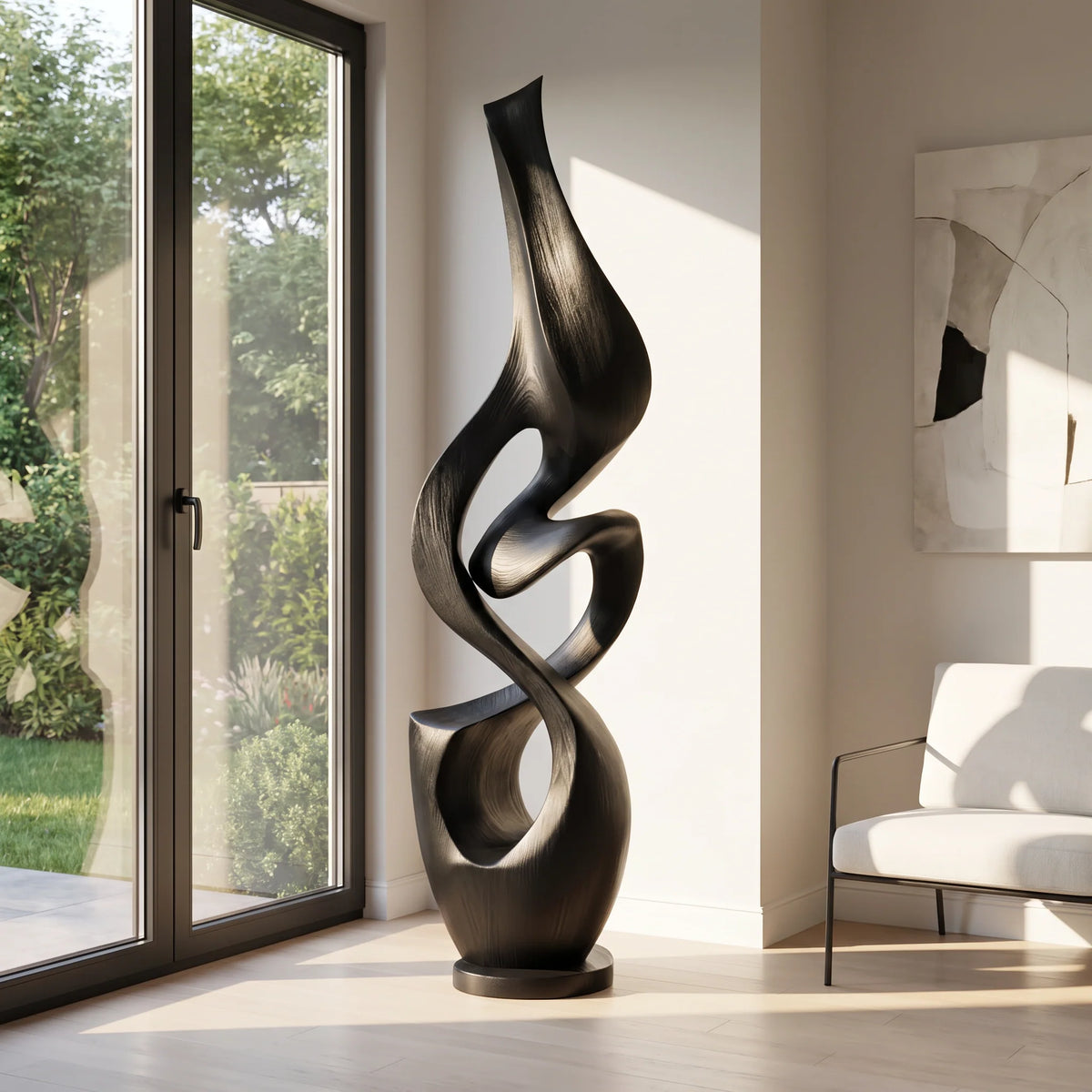 Organic Abstract Solid Wood Sculpture – Modern Artistic Décor for Living Rooms