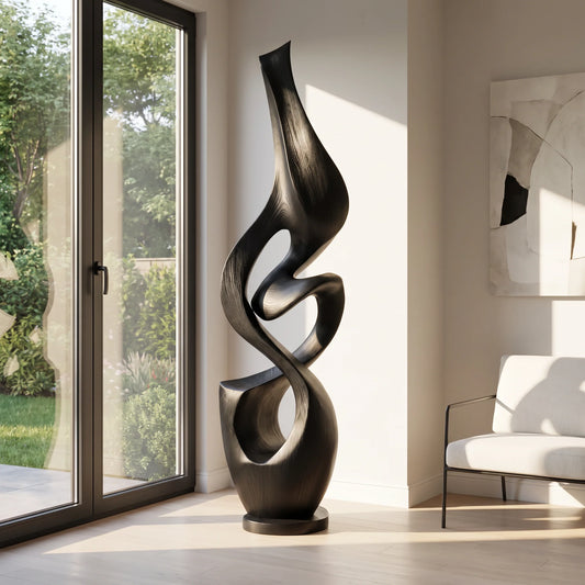 Organic Abstract Solid Wood Sculpture – Modern Artistic Décor for Living Rooms