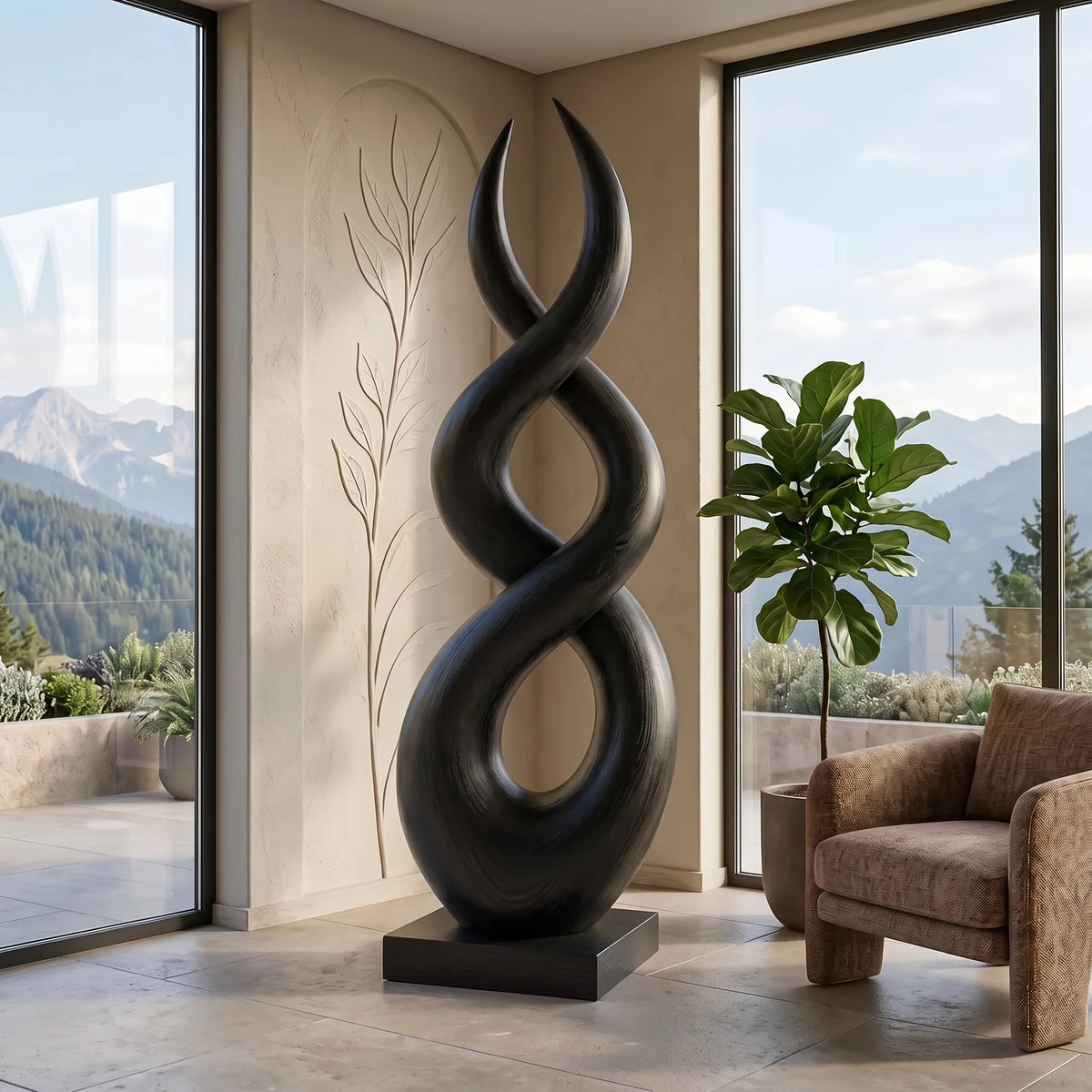 Handcrafted Solid Wood Infinity Twist Sculpture – Modern Decorative Accent for Entryways and Living Rooms