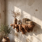Sculptural Carved Cliff Base Solid Wood Wall Shelf