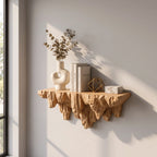 Sculptural Carved Cliff Base Solid Wood Wall Shelf