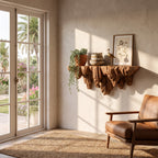Sculptural Carved Cliff Base Solid Wood Wall Shelf