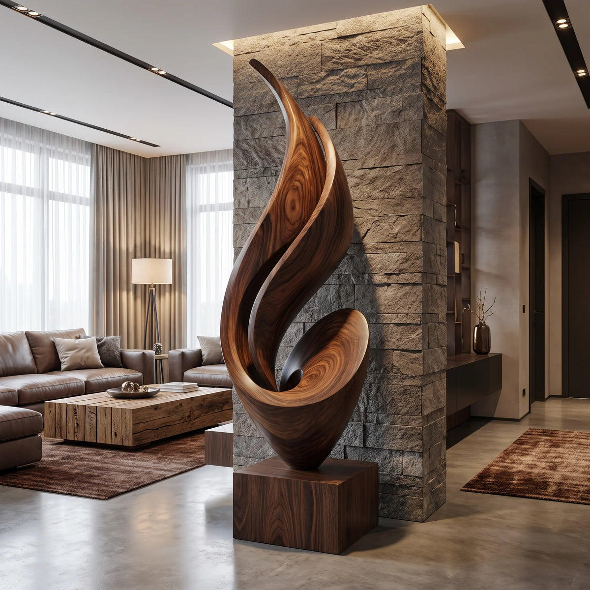 Large Abstract Floor Sculpture – Contemporary Freestanding Statement Art for Indoor and Outdoor Spaces