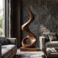 Modern Spiral Solid Wood Sculpture – Contemporary Abstract Decorative Art for Living Rooms