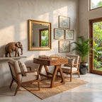 Sculptural Solid Wood Chess Table with Storage Drawer