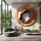 Modern Orbit – Large Round Solid Wood Wall Sculpture with Textured Center