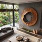 Modern Orbit – Large Round Solid Wood Wall Sculpture with Textured Center