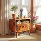 Handcrafted Solid Wood Nightstand with Drawer and Open Shelf Storage