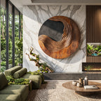 Contemporary Abstract Solid Wood Wall Sculpture – Modern Living Room Decor