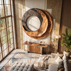 Abstract Sculpted Solid Wood Wall Art – Contemporary Living Room Feature Wall Decor