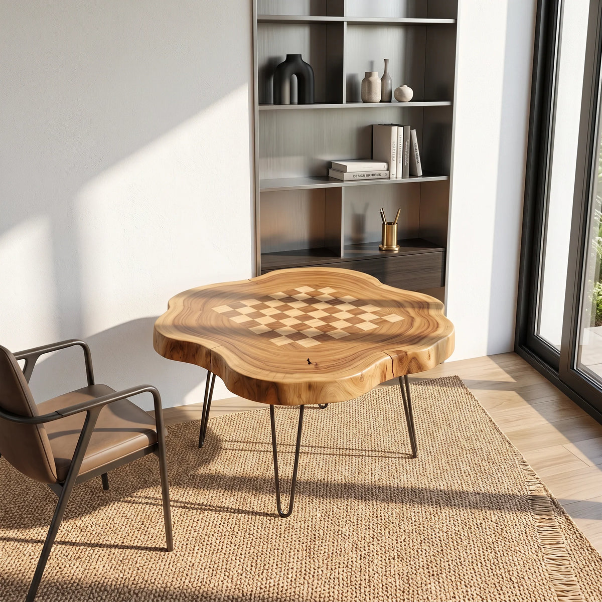 Live Edge Solid Wood Chess Coffee Table