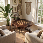 Live Edge Solid Wood Chess Coffee Table