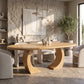 Oval Solid Wood Dining Table with Sculptural Curved Legs