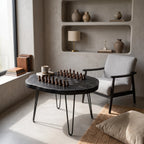 Organic Slab Top Chess Coffee Table with Hairpin Legs